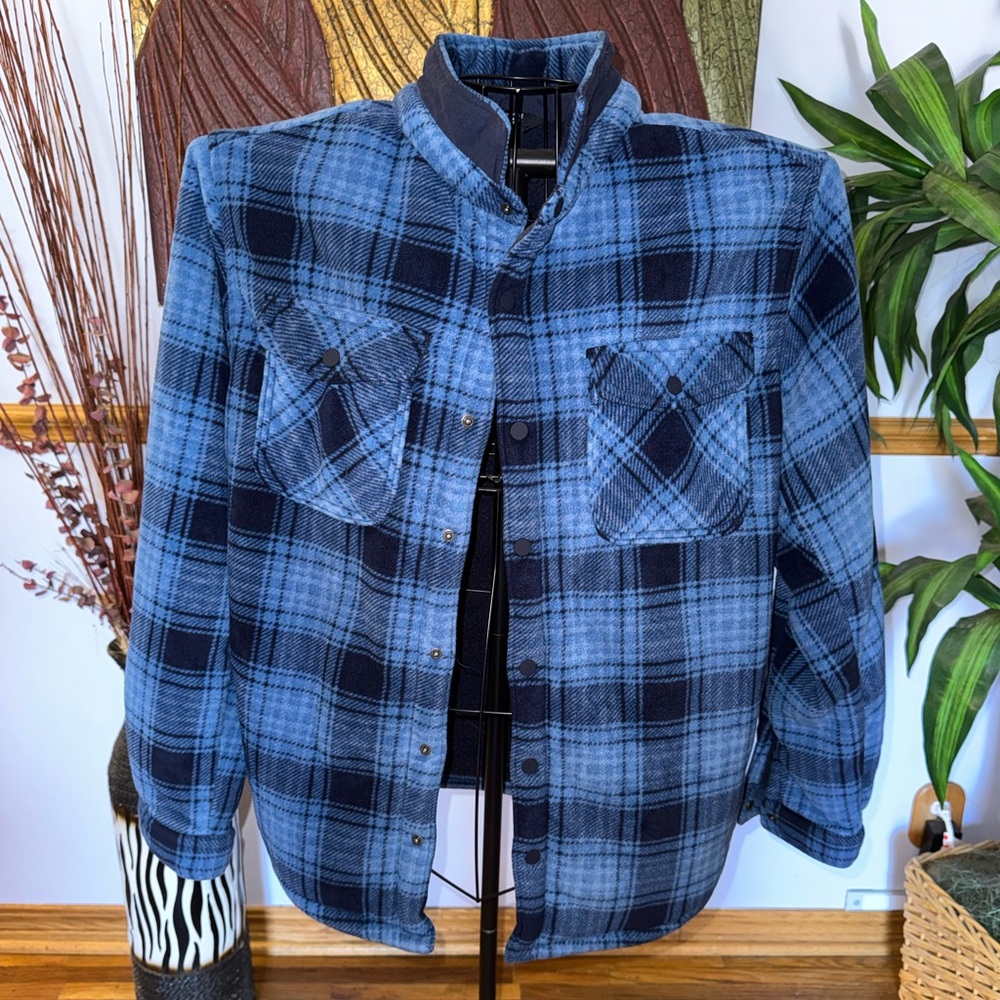 Member’s Mark Sherpa Lined Plaid Jacket Shacket Blue